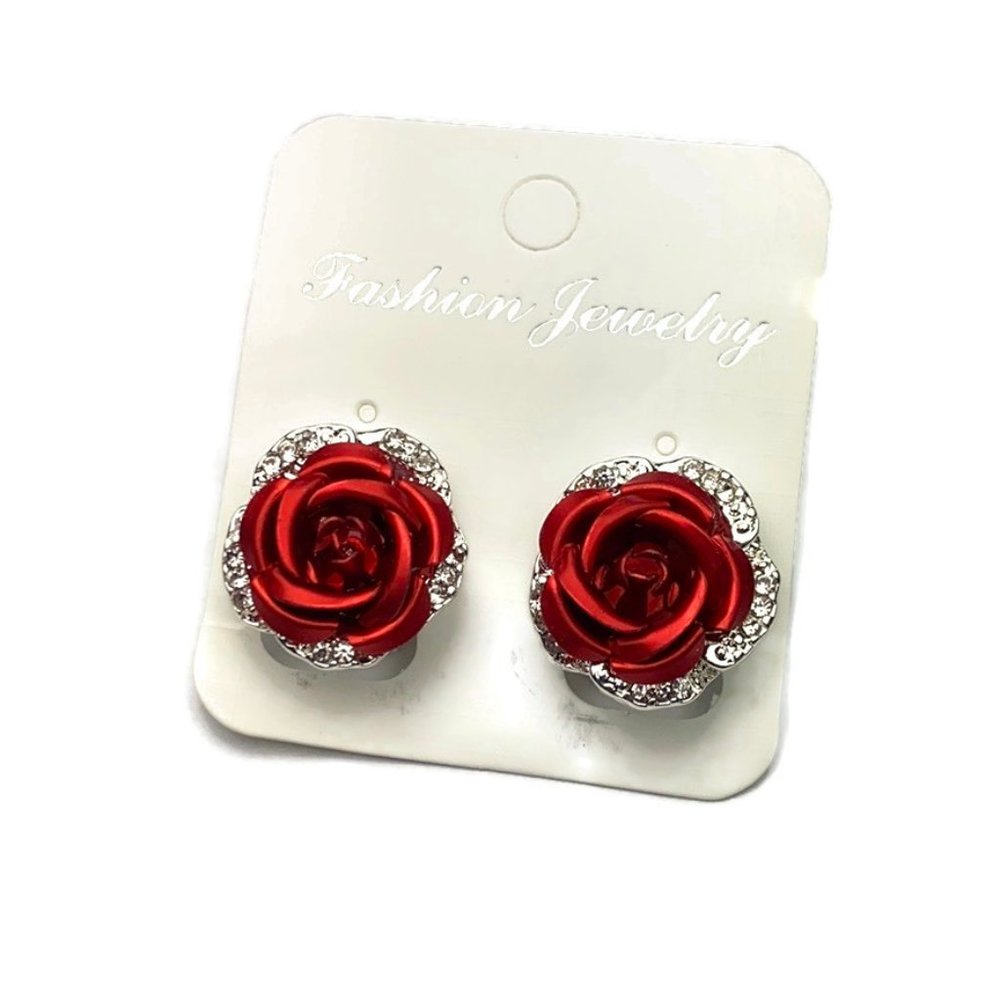 Red rose earrings (last one)